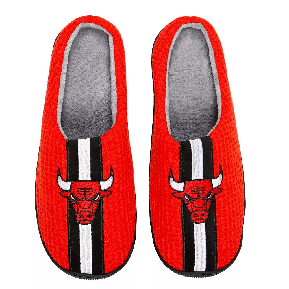 Men's FOCO Red Chicago Bulls Team Stripe Memory Foam Slide Slippers 3 Men's FOCO Red Chicago Bulls Team Stripe Memory Foam Slide Slippers