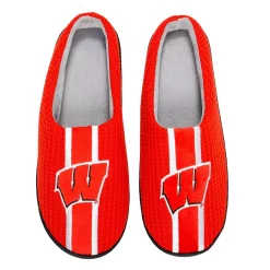 Men's FOCO Red Wisconsin Badgers Team Stripe Memory Foam Slide Slippers