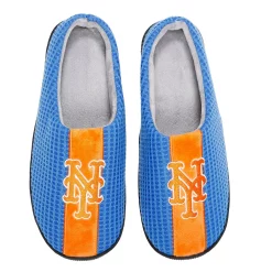 Men's FOCO Royal New York Mets Team Stripe Memory Foam Slide Slippers -STANCE shop 6163604 ALT