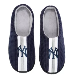 Men's FOCO Navy New York Yankees Team Stripe Memory Foam Slide Slippers