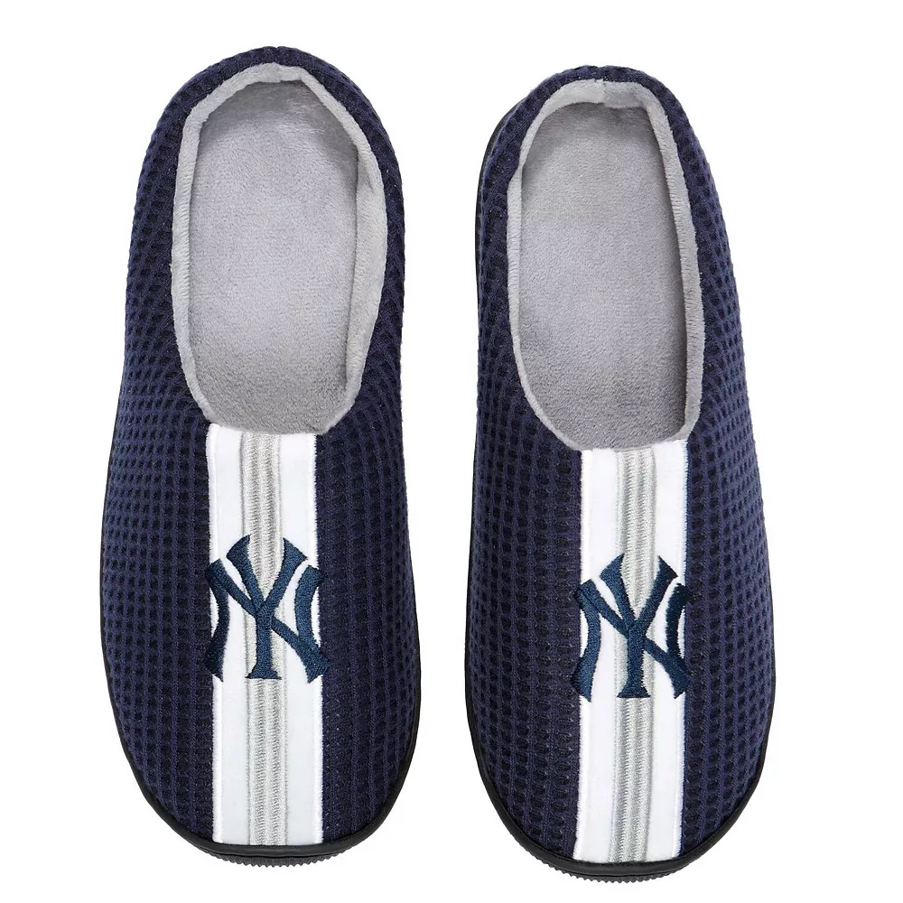 Men's FOCO Navy New York Yankees Team Stripe Memory Foam Slide Slippers 3 Men's FOCO Navy New York Yankees Team Stripe Memory Foam Slide Slippers