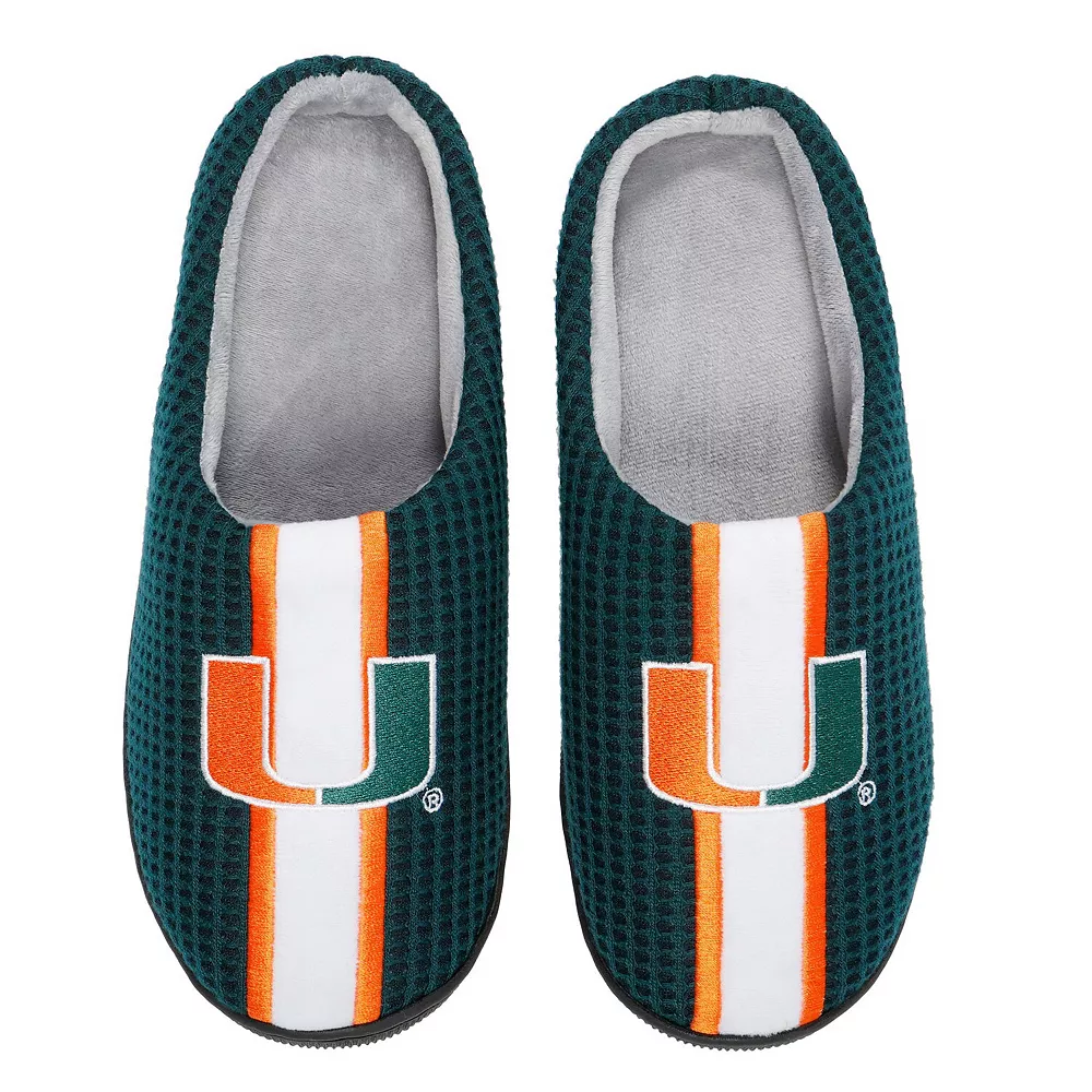 Men's FOCO Green Miami Hurricanes Team Stripe Memory Foam Slide Slippers 3 Men's FOCO Green Miami Hurricanes Team Stripe Memory Foam Slide Slippers