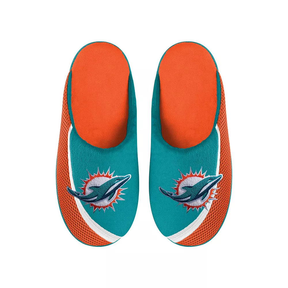 Men's FOCO Miami Dolphins Big Logo Color Edge Slippers 3 Men's FOCO Miami Dolphins Big Logo Color Edge Slippers